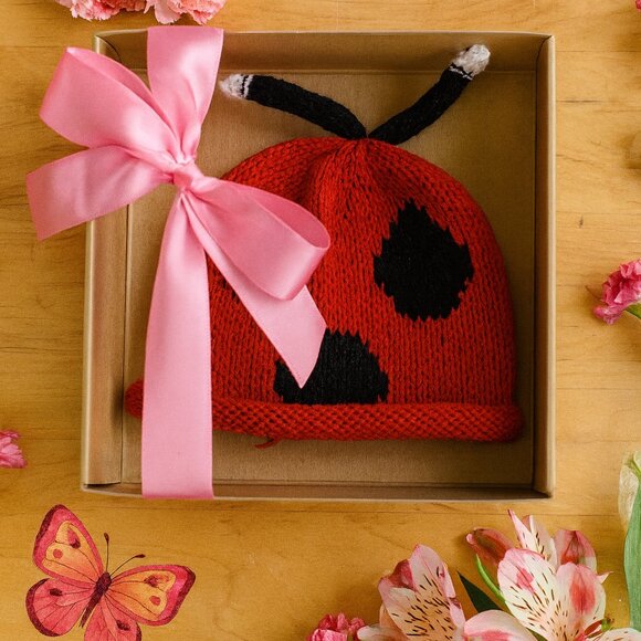 Alpaca Lady bug cap for infant or small child - Picture 2 of 5